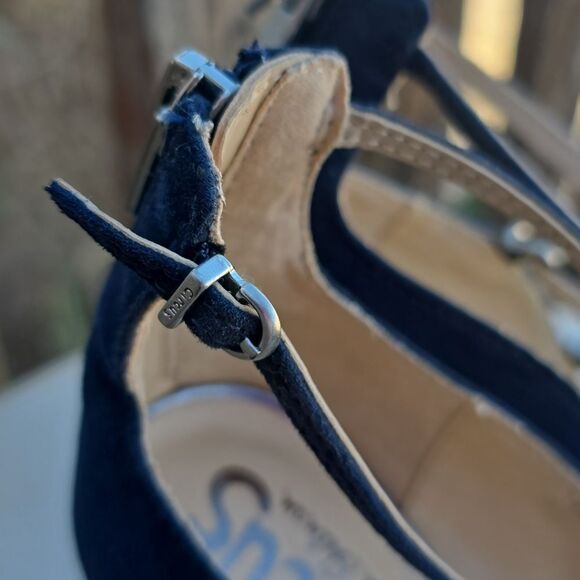 CIRCUS Sam Edelman Blue Heels spike strappy size 7.5 - Picture 11 of 12